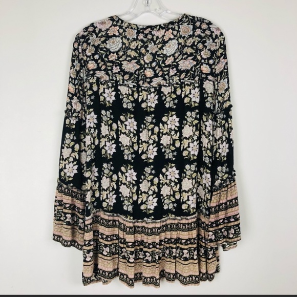 American Eagle Outfitters Boho Bell sleeve Bag dress with Lace up V neck Chest - Picture 3 of 16